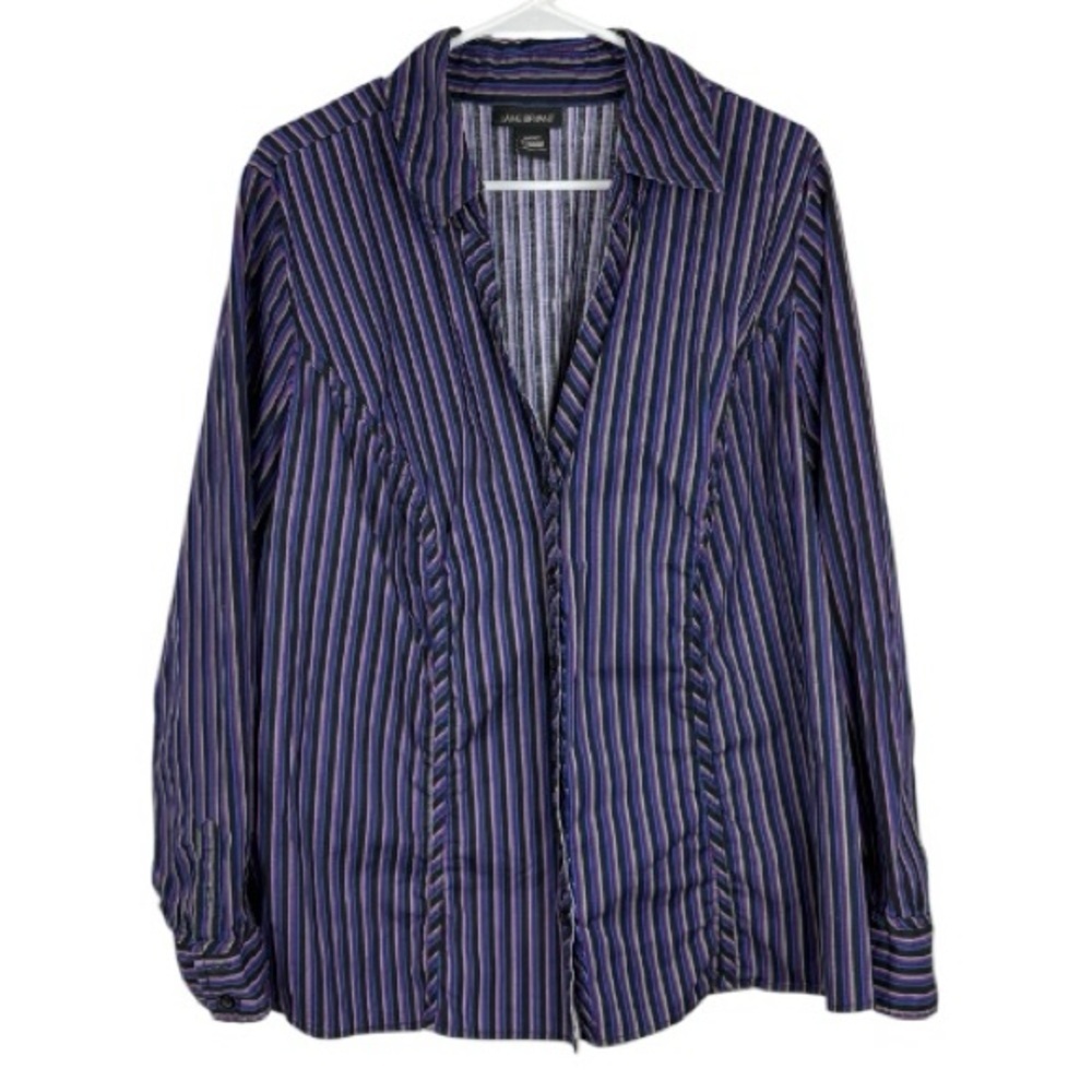 Lane Bryant Purple & Black Striped Top 97% Cotton Y2K office siren size 22/24